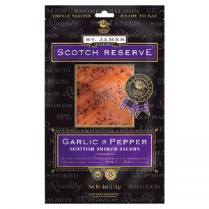 St. James Smokehouse Garlic and Pepper Scottish Smoked Salmon Scotch Reserve 100g