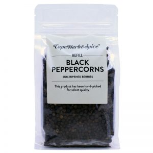 Cape Herb & Spice Refill Black Peppercorns Sun Ripened Berries 200g