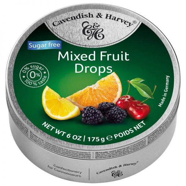 Cavendish & Harvey Sugar Free Mixed Fruit Drops in Tin 175g