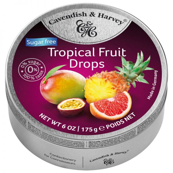 Cavendish & Harvey Sugar Free Tropical Fruit Drops in Tin 175g
