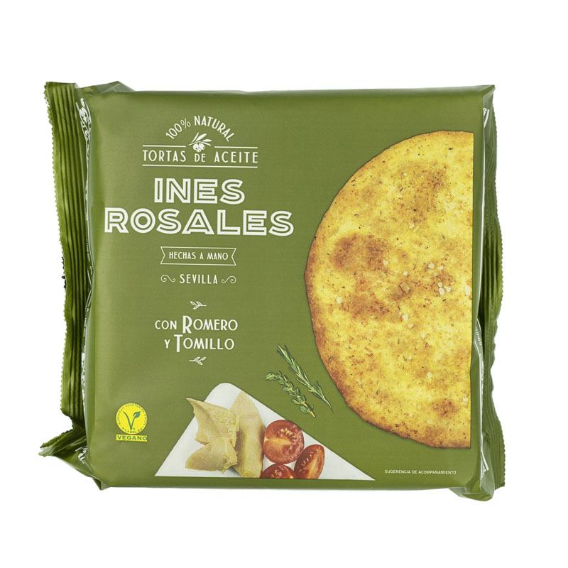Ines Rosales Olive Oil Tortas with Rosemary and Thyme 120g Ines Rosales Olive Oil Tortas with Rosemary and Thyme 120g