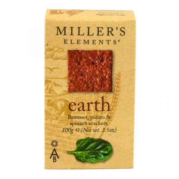 Artisan Biscuits Millers Elements Earth Crackers - Potato Beetroot and Spinach 100g