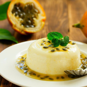 Flan de Mel e Geleia de Maracujá