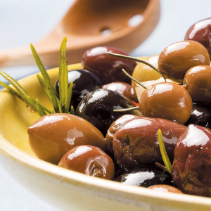 Olives marinated in Olive Oil with Lime and Feta Cheese