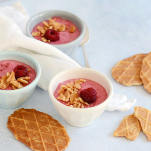 Raspberry Mousse with Butter Crisps