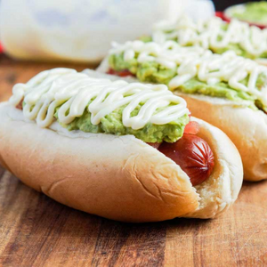 Hot Dog with Guacamole and Sweet Potato Chips