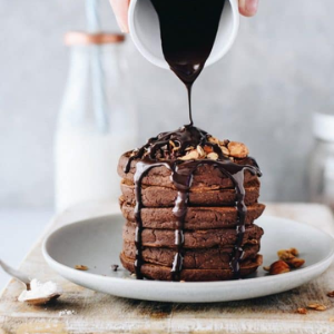 Cocoa Pancakes with Mango and Chocolate