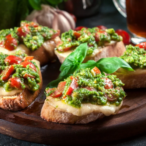 Bruschetta Caprese with Pesto