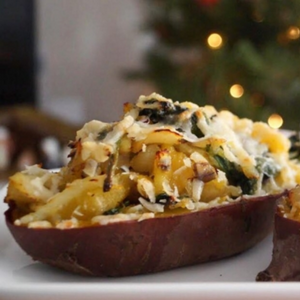 Sweet Potatoatoe stuffed with Codfish and Curd Cheese