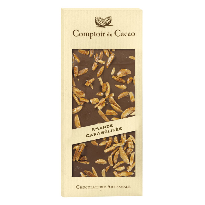 Comptoir du Cacao Milk Chocolate Tablet with Caramelised Almonds 90g Comptoir du Cacao Milk Chocolate Tablet with Caramelised Almonds 90g