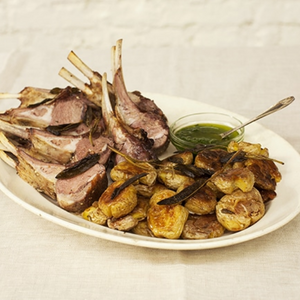Roast Lamb with sprouts and mint jelly