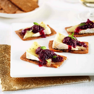 Almond Thins with Brie Cheese and Jam