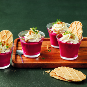 Beetroot Puree with Mascarpone Cream and Butter Crisp