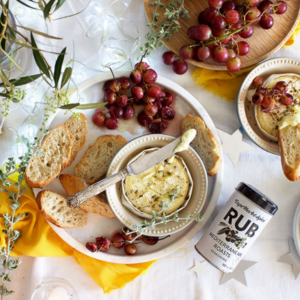 Roasted Camembert with Honey and Crostini Grapes
