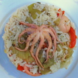 Small Octopus Rice and Summer Vegetables
