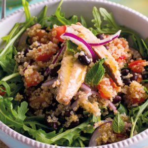 Quinoa salad with mackerel