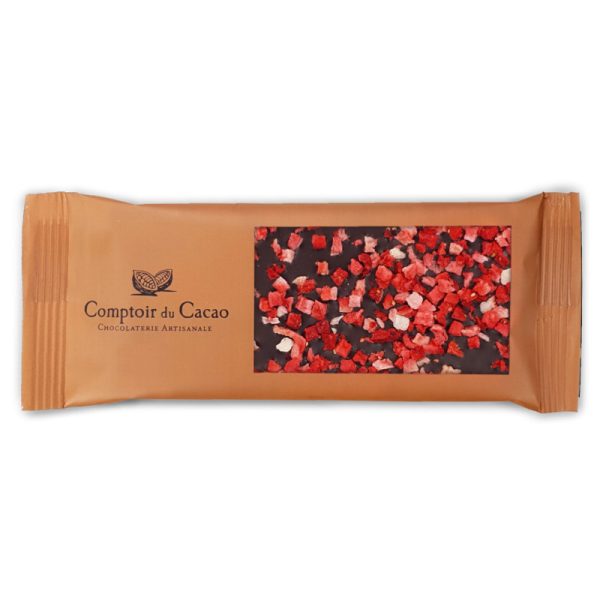 Comptoir du Cacao Dark Chocolate with Strawberries Mini Tablet  40g