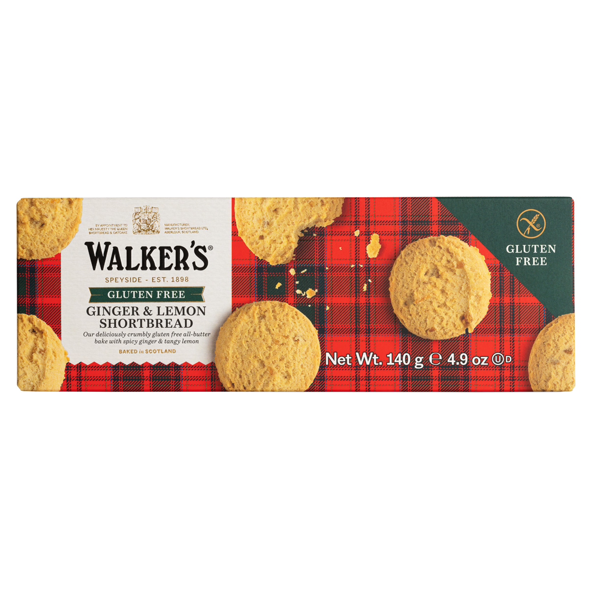 Walkers Gluten Free Ginger & Lemon Shortbread 140g Walkers Gluten Free Ginger & Lemon Shortbread 140g