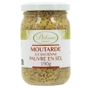 Delouis Organic Wholegrain Low Salt  Mustard 180g