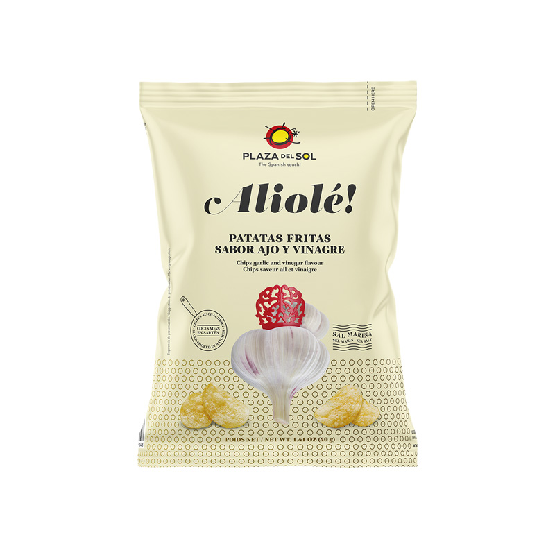 Plaza del Sol Potato Chips Aliolé (garlic and vinegar flavor) 40g Plaza del Sol Potato Chips Aliolé (garlic and vinegar flavor) 40g