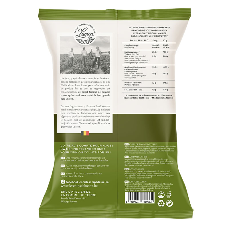 Lucien Salt & Pepper Potato Chips 125g - Image 2