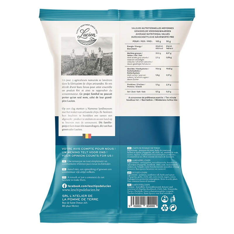 Lucien Paprika Potato Chips 125g - Image 2