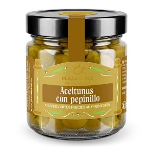 Plaza del Sol Green Manzanilla Olives Stuffed with Gherkins 230g